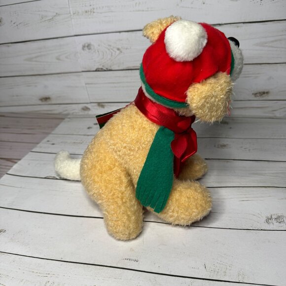 Hallmark Christmas Dog Nikki Red Green Hat Scarf 10" Stuffed Plush Holiday Gift - Picture 5 of 8